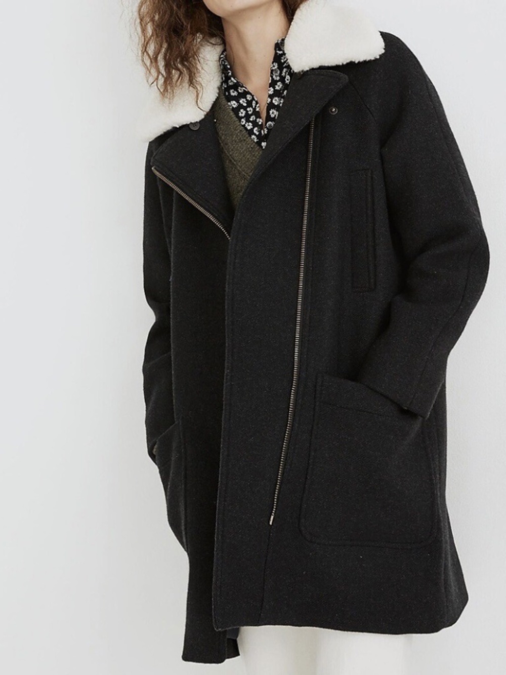 Madewell Eldridge Zip Coat in Insuluxe Fabric, Dark Grey, Medium